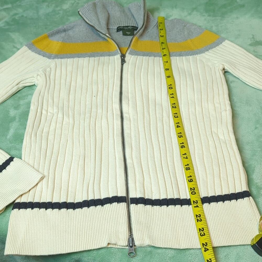 Eddie Bauer full zip 100% Cotton Women's Ribbed Sweater Size Medium - Picture 6 of 7